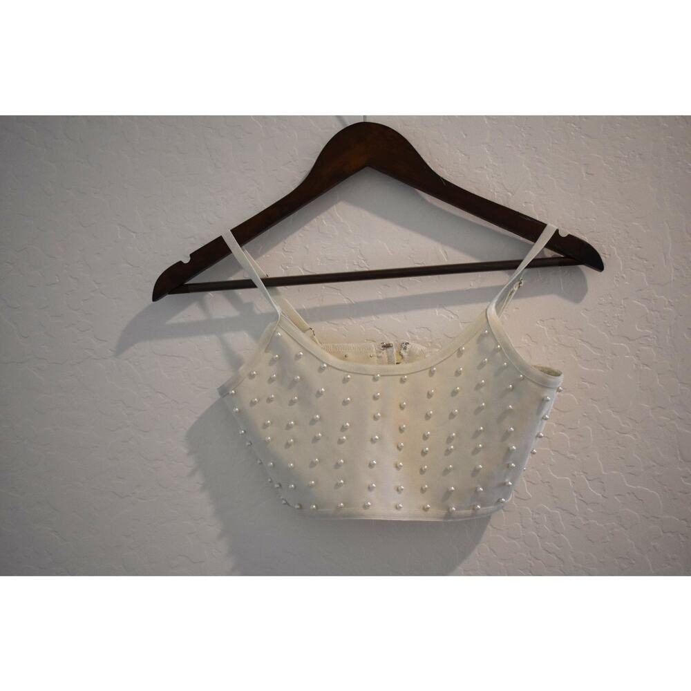 Superdown White Pearl Bralette Size S